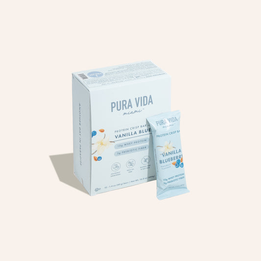 Pura Vida Miami Vanilla Blueberry Protein Crisp Bar 12 pack